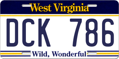 WV license plate DCK786