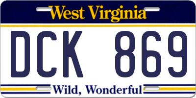 WV license plate DCK869