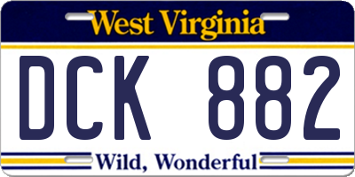 WV license plate DCK882
