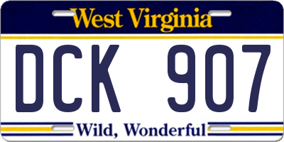 WV license plate DCK907