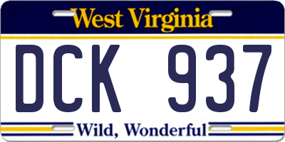 WV license plate DCK937