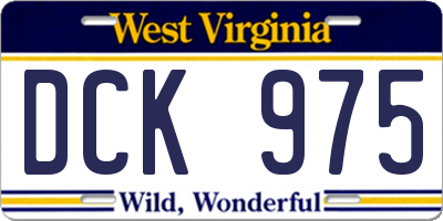 WV license plate DCK975