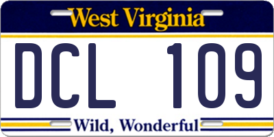 WV license plate DCL109