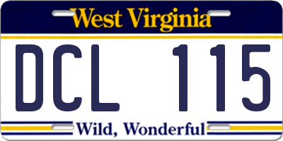 WV license plate DCL115