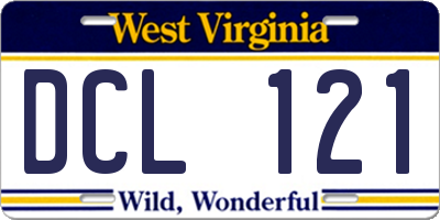 WV license plate DCL121