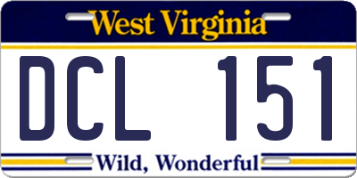 WV license plate DCL151