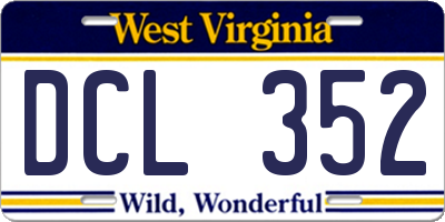 WV license plate DCL352