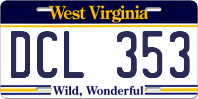 WV license plate DCL353