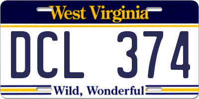WV license plate DCL374