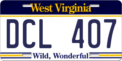 WV license plate DCL407