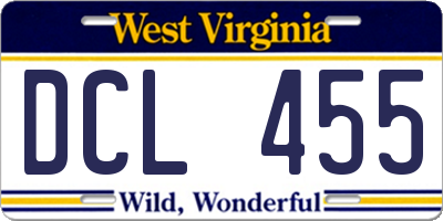 WV license plate DCL455