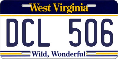 WV license plate DCL506
