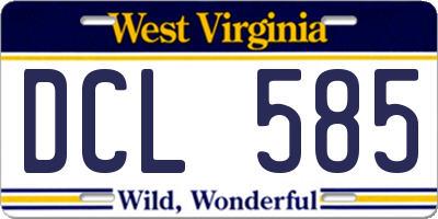 WV license plate DCL585