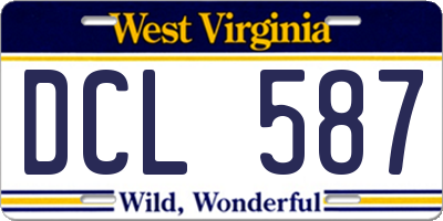 WV license plate DCL587