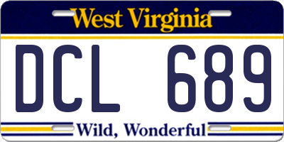 WV license plate DCL689