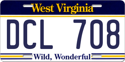 WV license plate DCL708