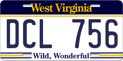 WV license plate DCL756