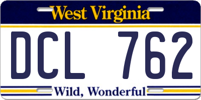 WV license plate DCL762