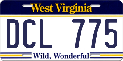 WV license plate DCL775
