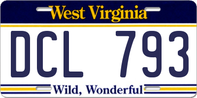 WV license plate DCL793
