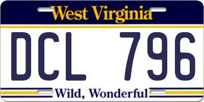 WV license plate DCL796