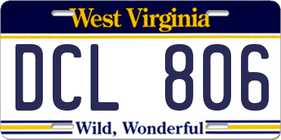 WV license plate DCL806