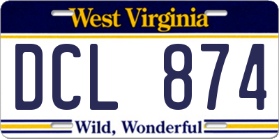 WV license plate DCL874