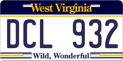 WV license plate DCL932