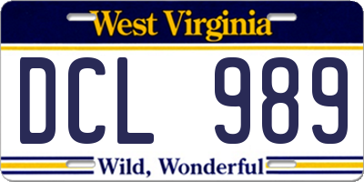 WV license plate DCL989