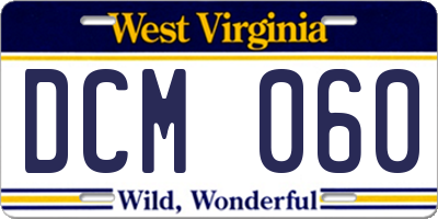 WV license plate DCM060