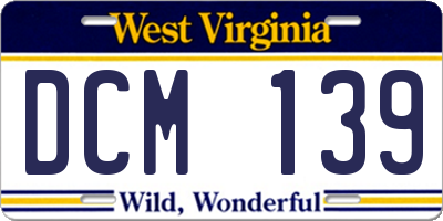WV license plate DCM139