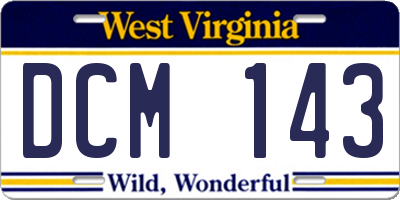 WV license plate DCM143
