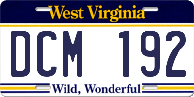 WV license plate DCM192