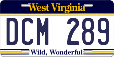WV license plate DCM289