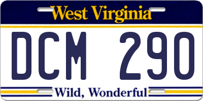 WV license plate DCM290