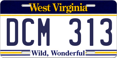 WV license plate DCM313