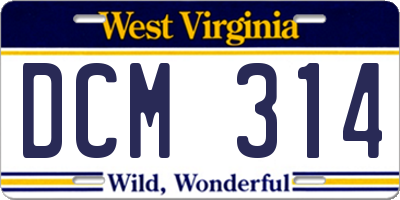 WV license plate DCM314
