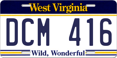 WV license plate DCM416