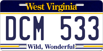 WV license plate DCM533