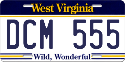 WV license plate DCM555