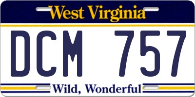 WV license plate DCM757