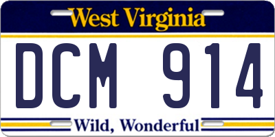 WV license plate DCM914