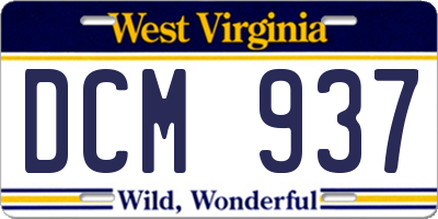 WV license plate DCM937