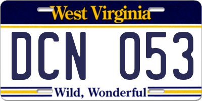 WV license plate DCN053