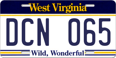 WV license plate DCN065