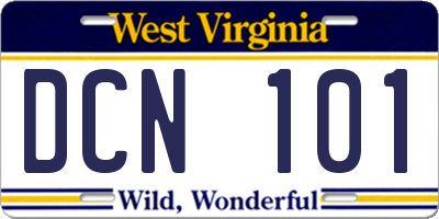 WV license plate DCN101