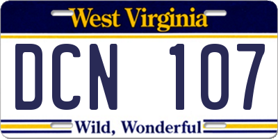 WV license plate DCN107