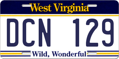 WV license plate DCN129