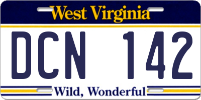 WV license plate DCN142