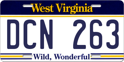 WV license plate DCN263